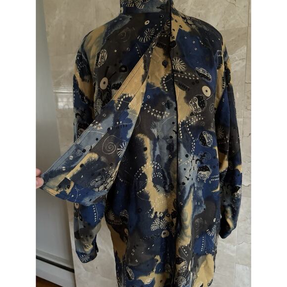 VTG Laurèl Escada Graphic Wool Tunic - EU 36 / US 6, Navy, Artsy Boho Lagenlook - Picture 3 of 11